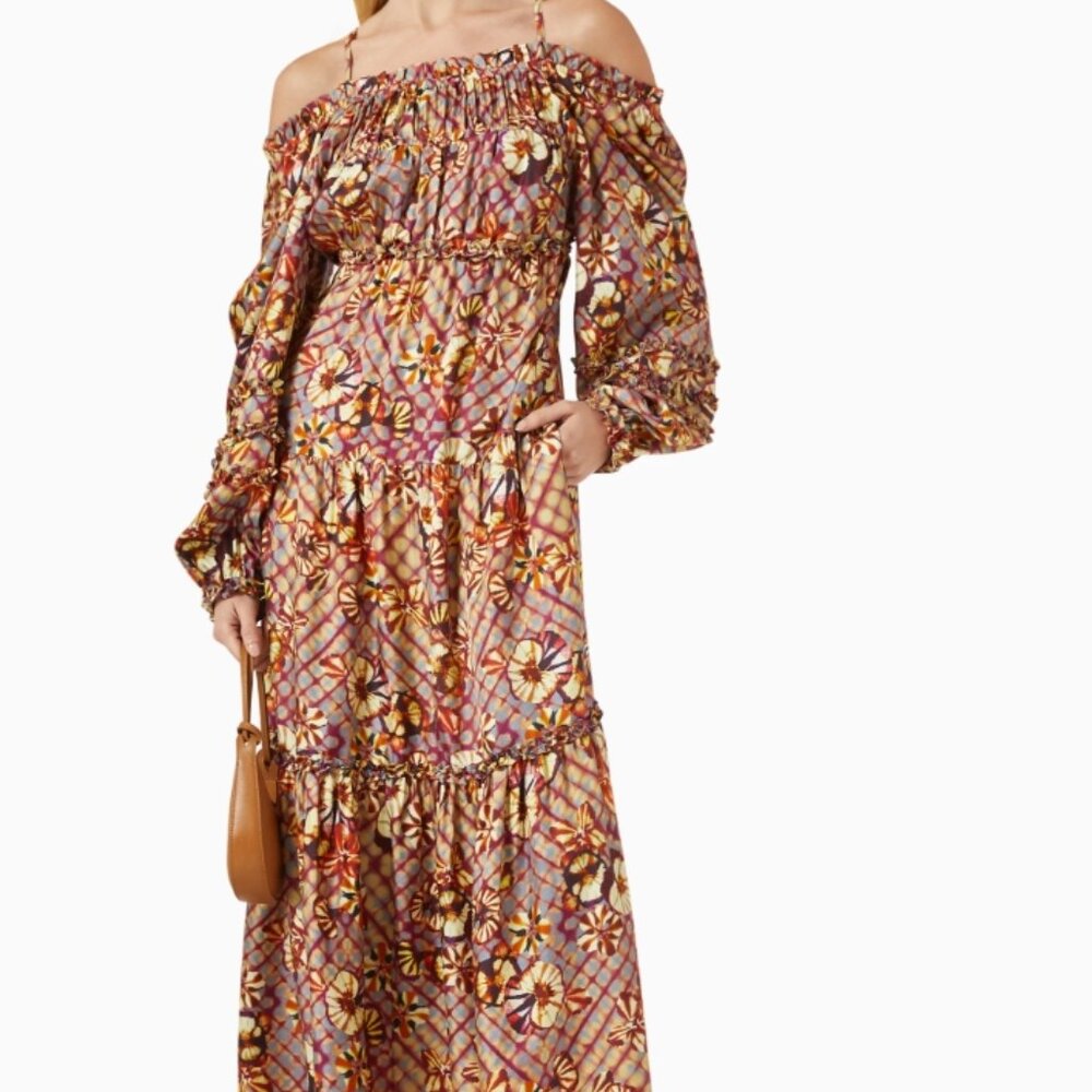 NWOT ULLA JOHNSON Anastasia Silk Twill Midi Gown Dress in Pansy XS $950 - Picture 3 of 16